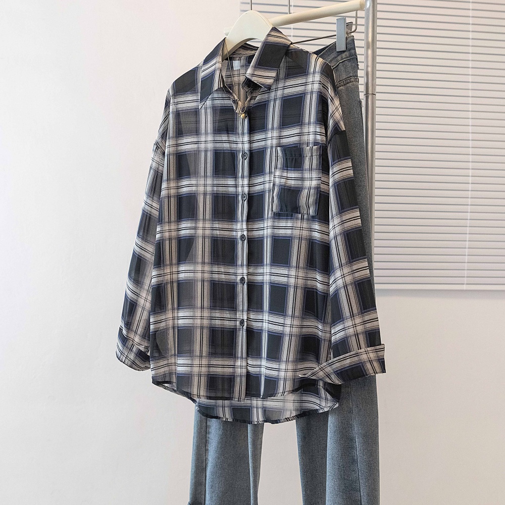 Outside the ride large yard coat autumn plaid tops for women
