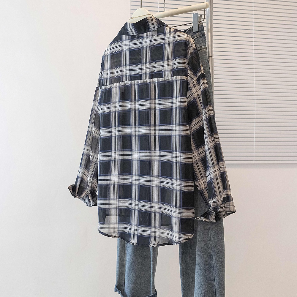 Outside the ride large yard coat autumn plaid tops for women