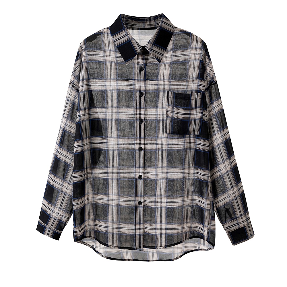 Outside the ride large yard coat autumn plaid tops for women