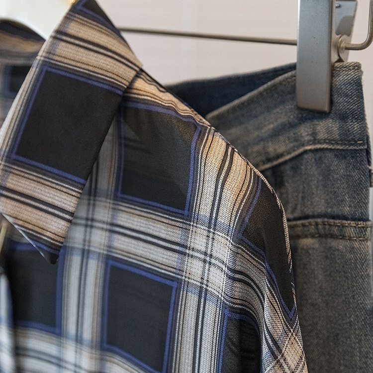 Outside the ride large yard coat autumn plaid tops for women