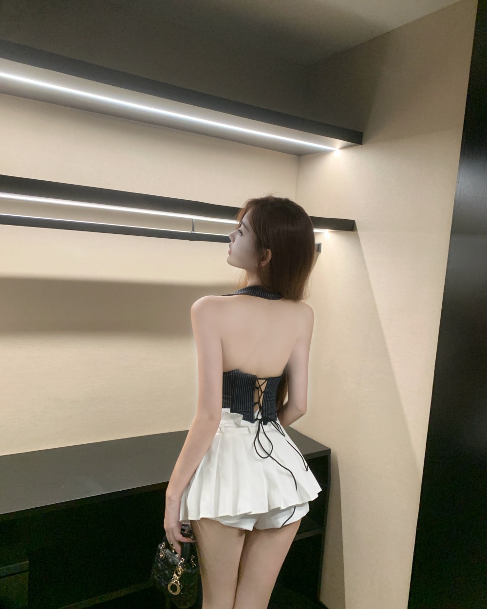 Lapel slim V-neck tops temperament short vest