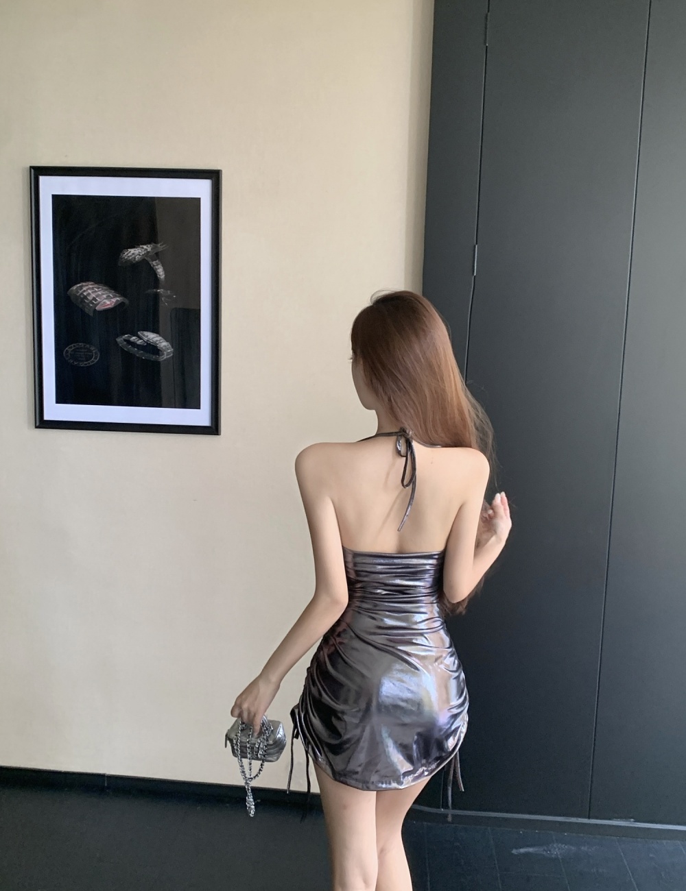 Silver sexy spicegirl slim sling fashion metal dress for women