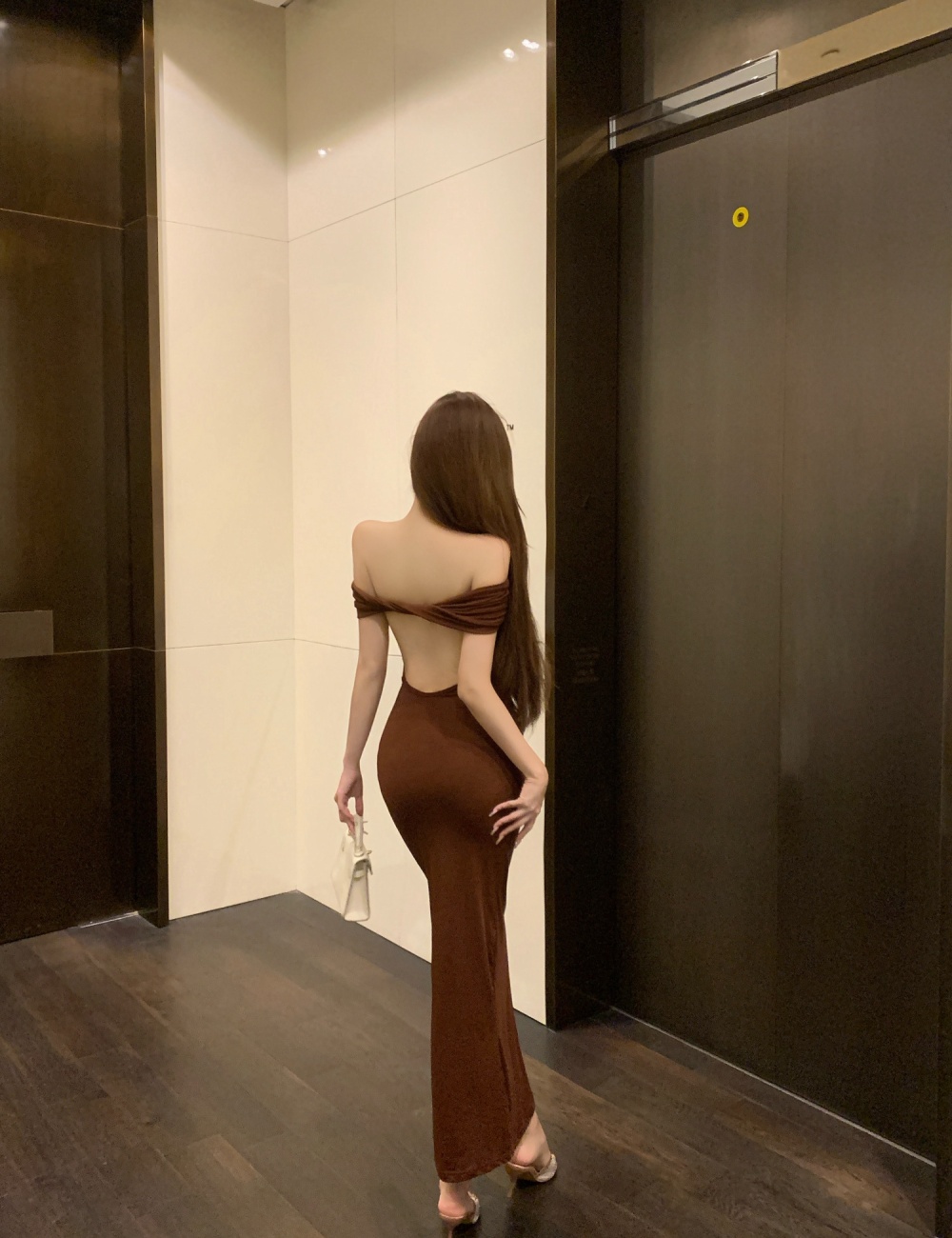 Slim temperament long dress pure model dress for women