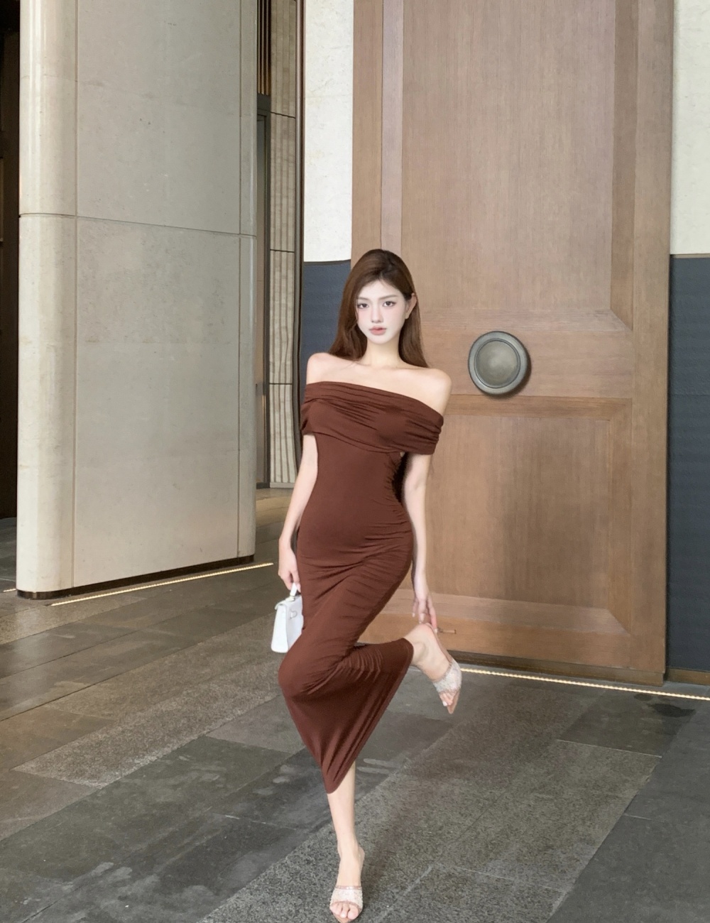 Slim temperament long dress pure model dress for women