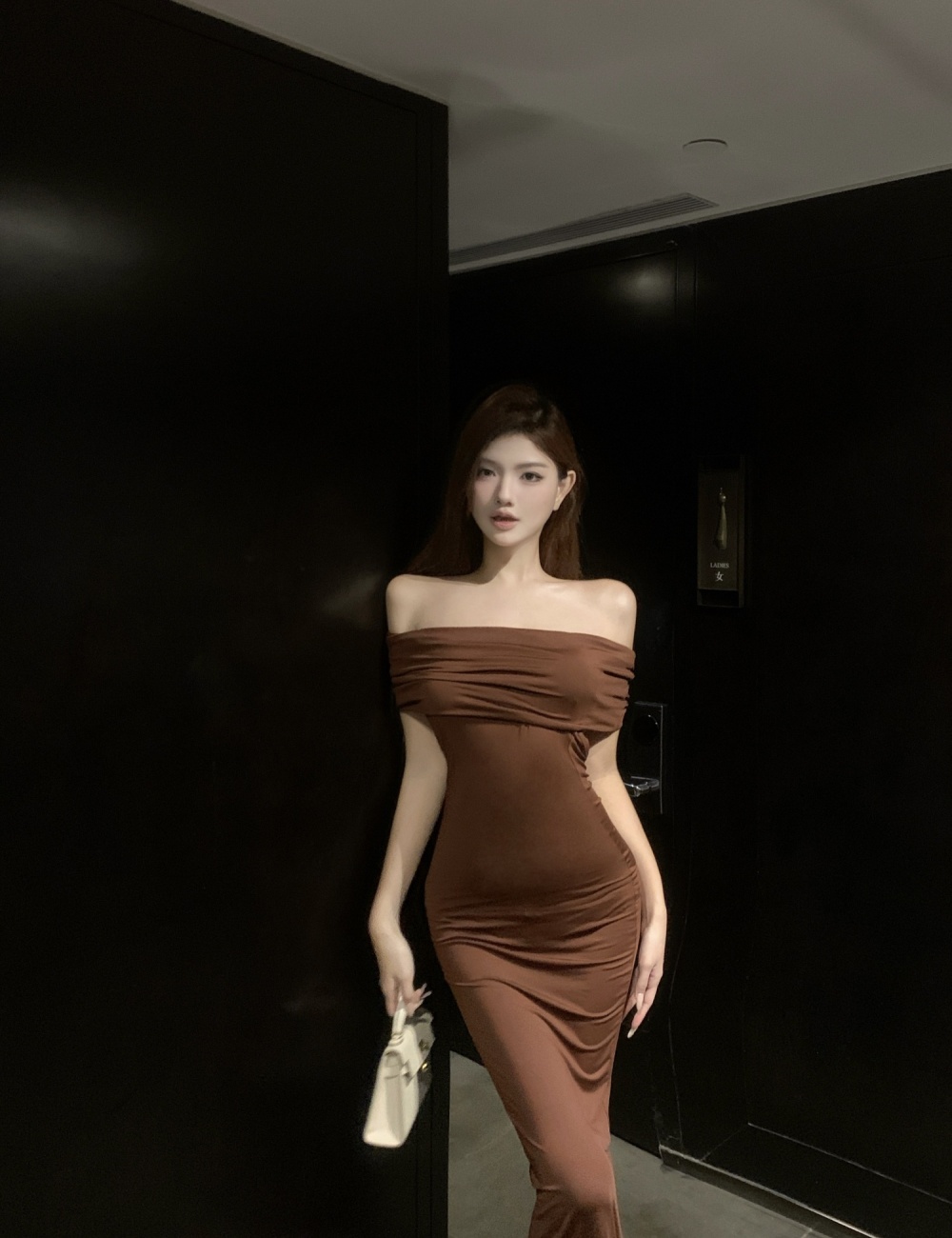Slim temperament long dress pure model dress for women