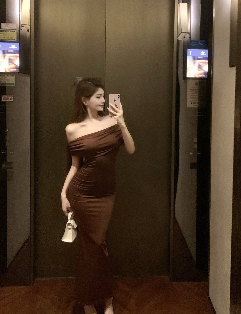 Slim temperament long dress pure model dress for women