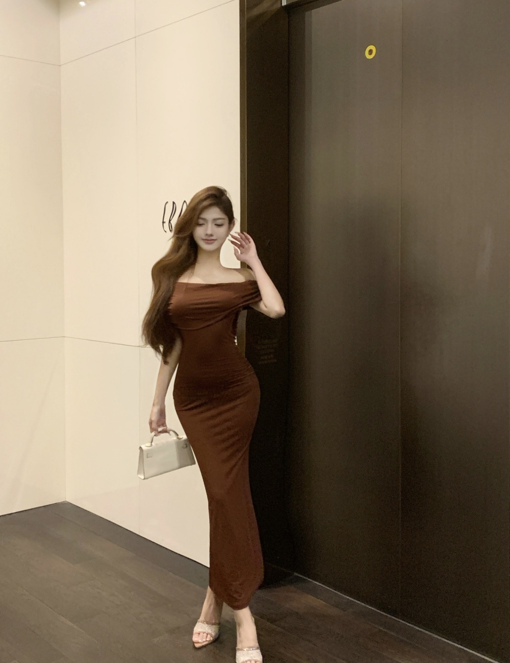 Slim temperament long dress pure model dress for women