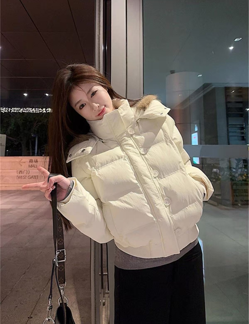 Winter removable coat navy-blue hat for women