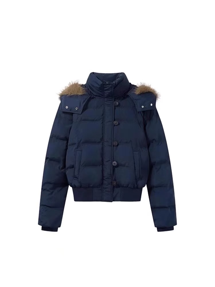 Winter removable coat navy-blue hat for women