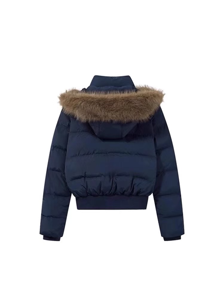 Winter removable coat navy-blue hat for women