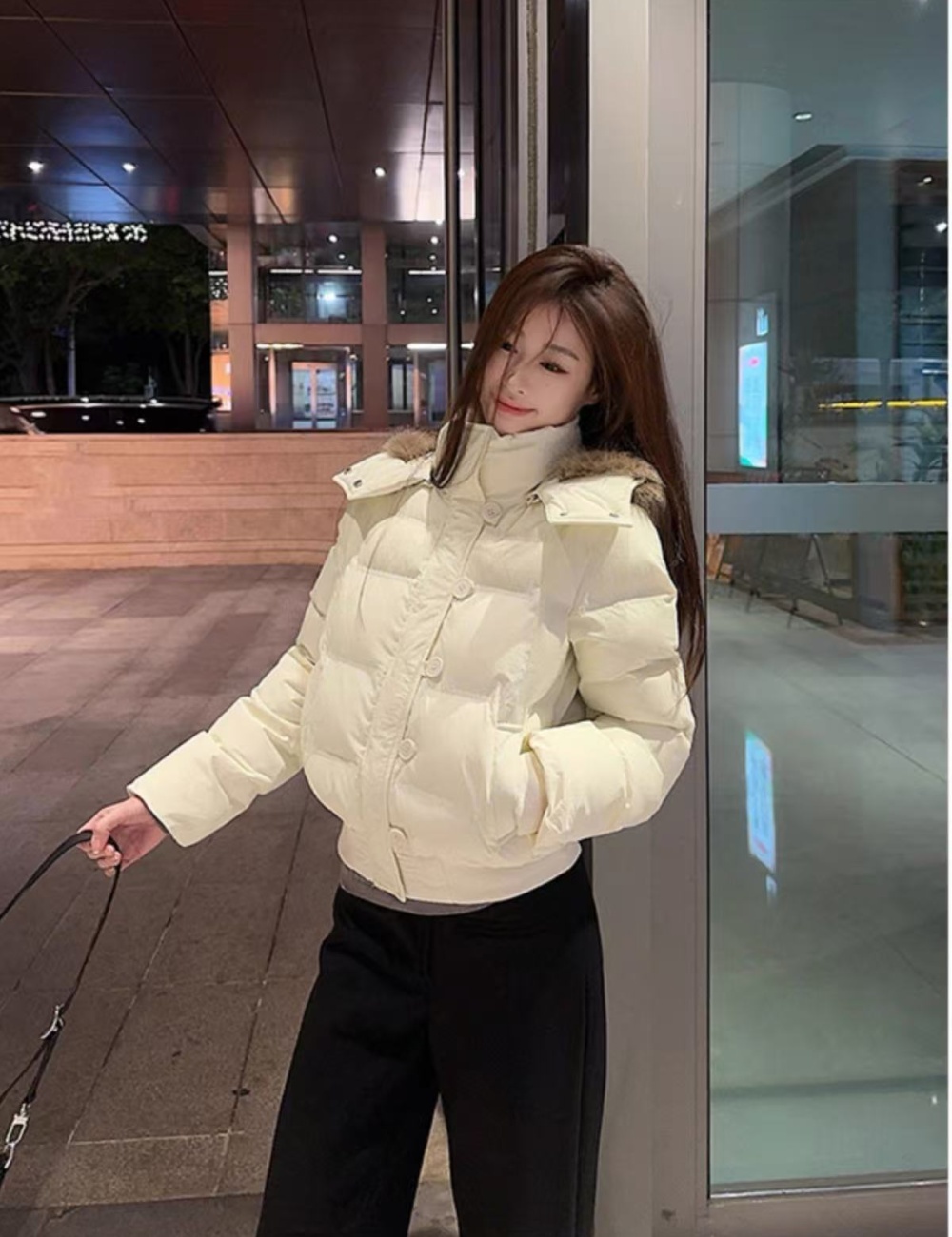 Winter removable coat navy-blue hat for women