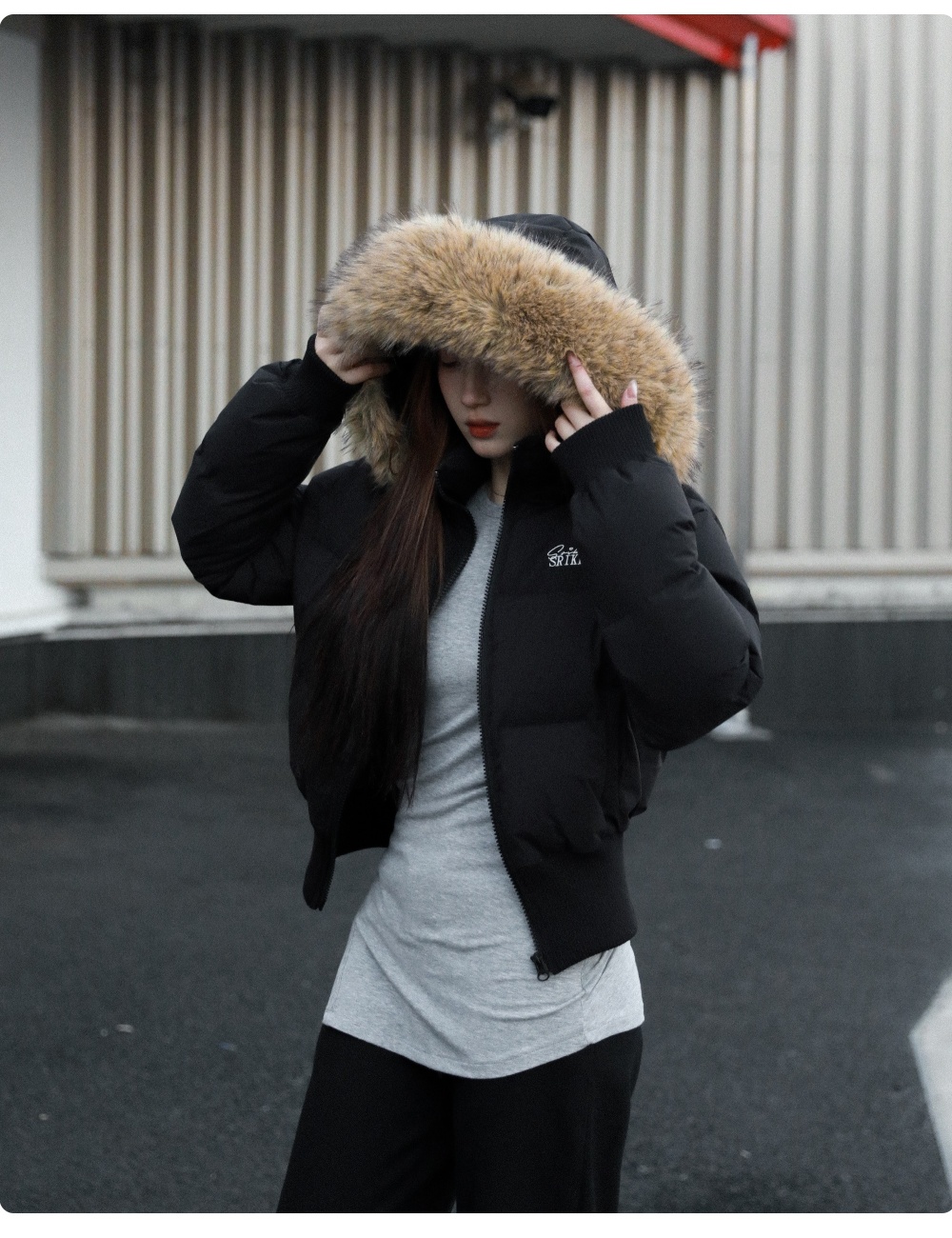 Hooded cotton coat winter down coat for women