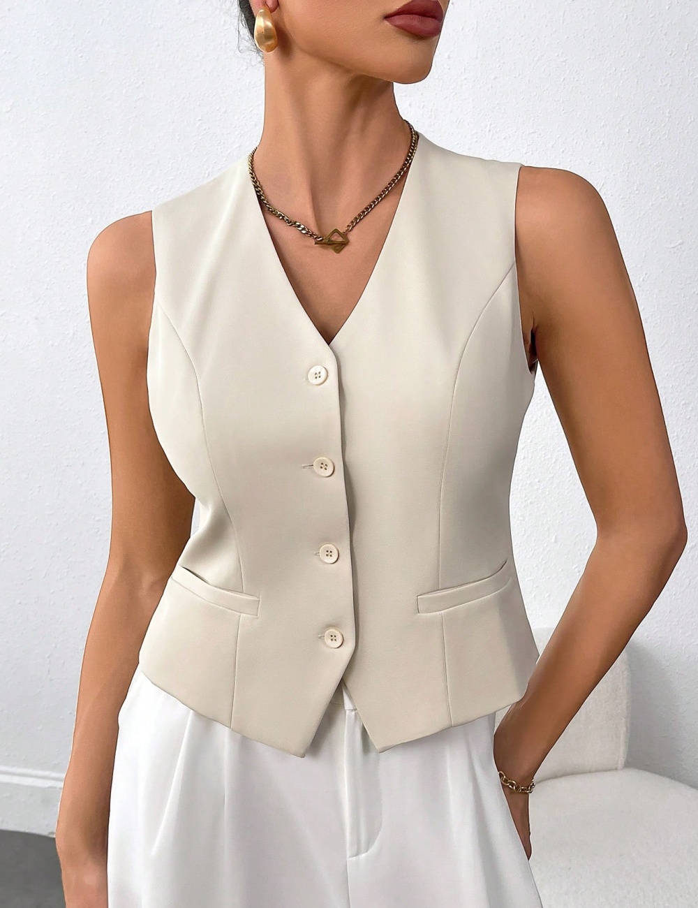 Temperament V-neck vest overalls waistcoat