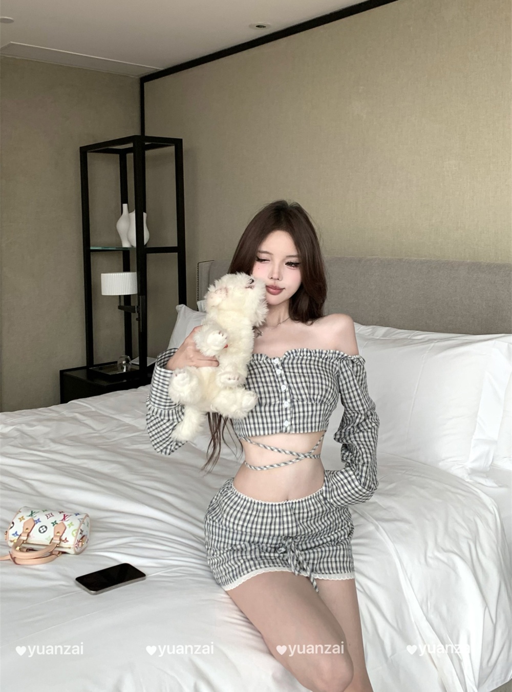 Long sleeve tops short skirt 2pcs set for women