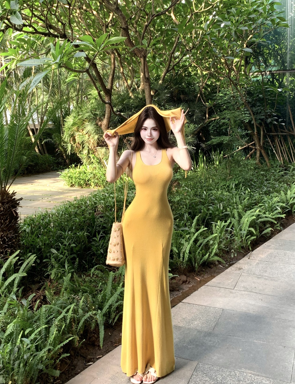 Slim wear long dress knitted dress