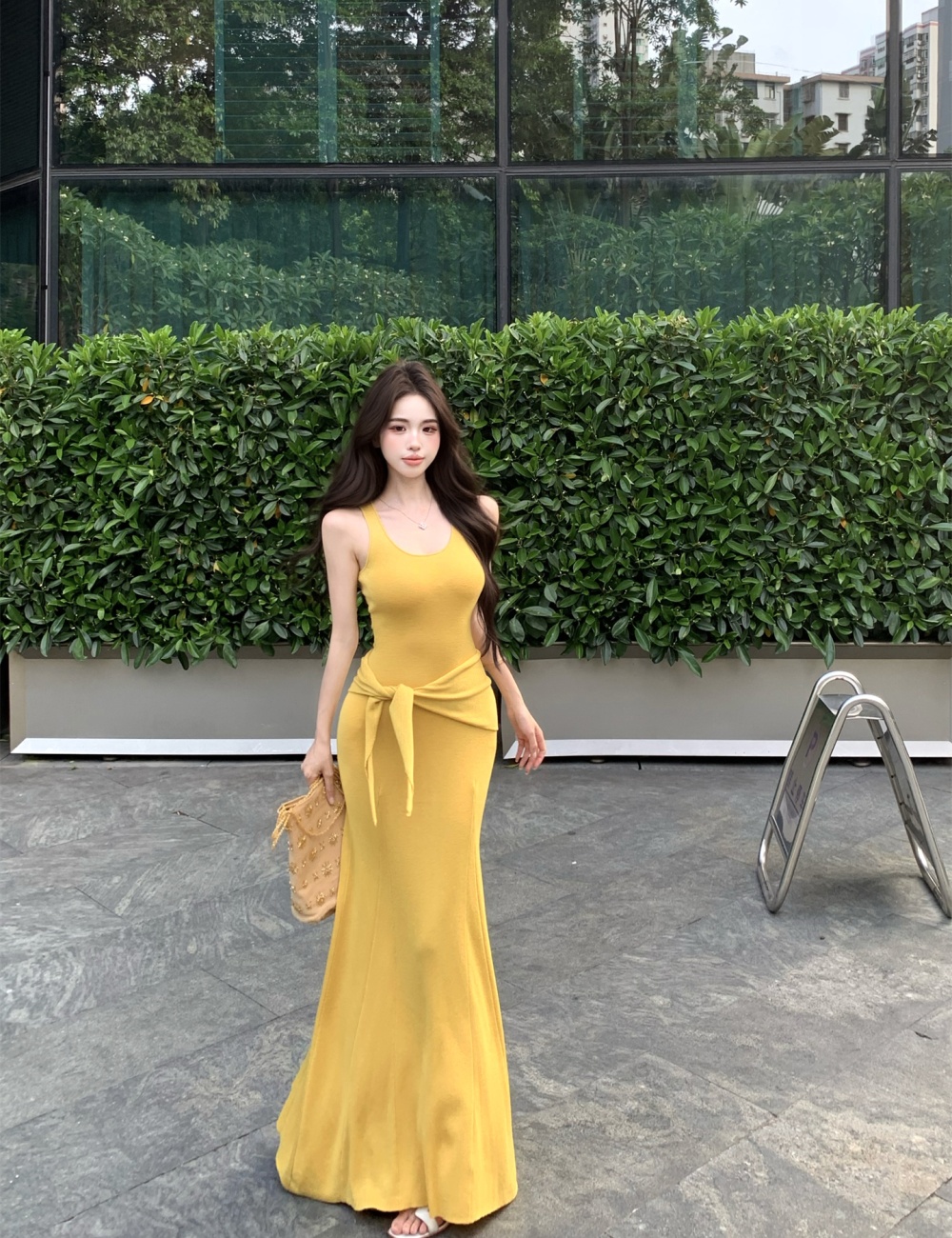 Slim wear long dress knitted dress