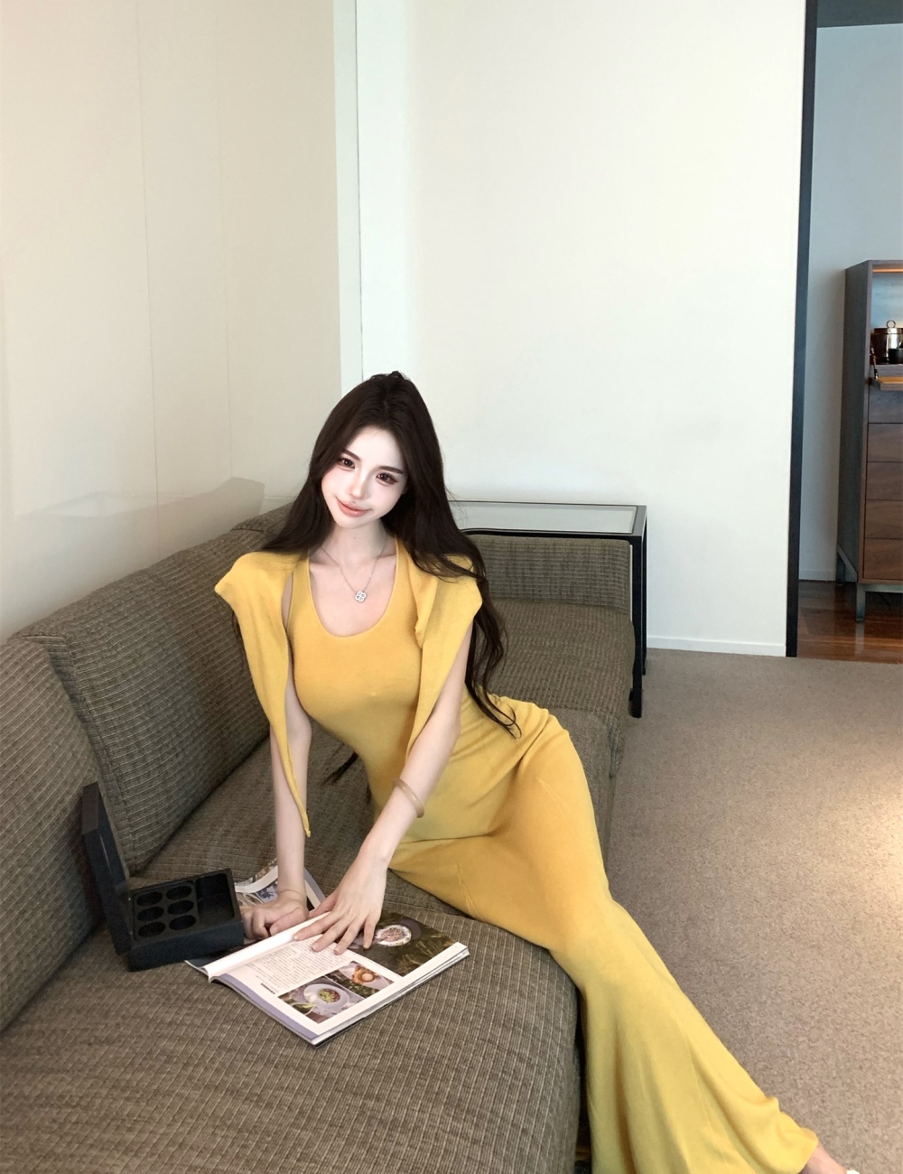 Slim wear long dress knitted dress