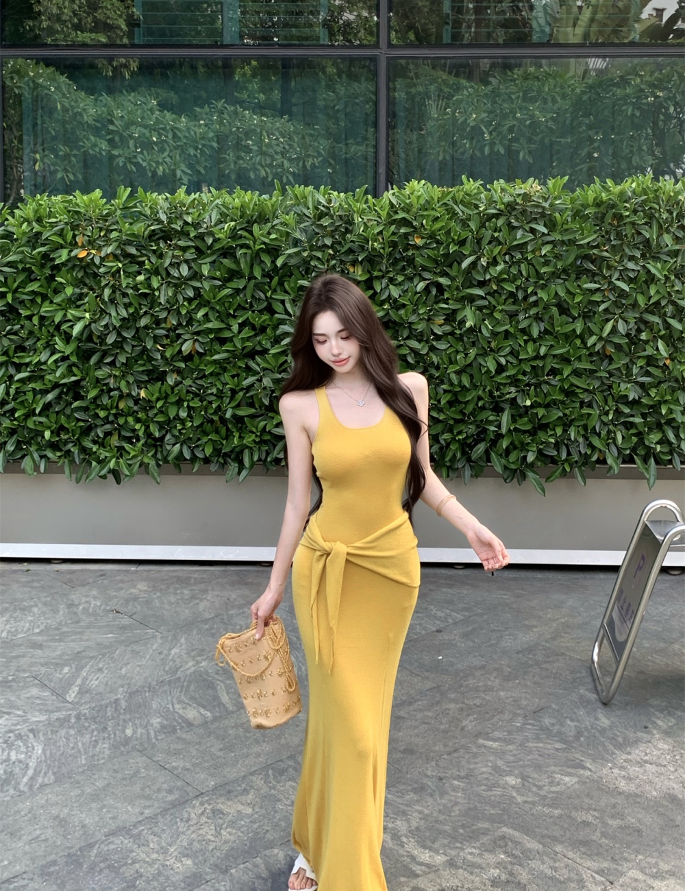 Slim wear long dress knitted dress