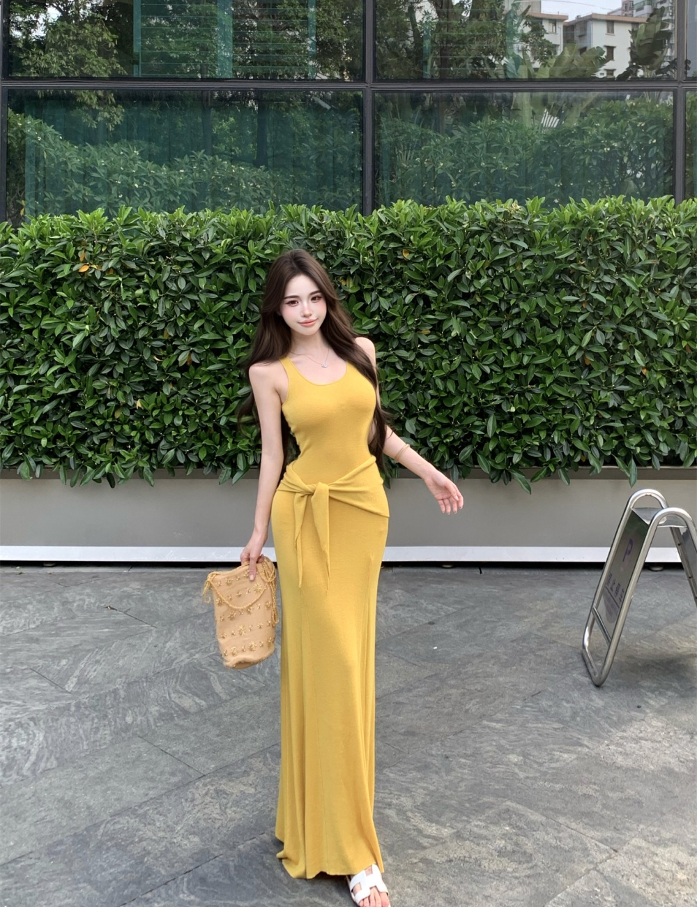 Slim wear long dress knitted dress