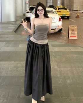 Splice wrapped chest long dress vacation jumpsuit