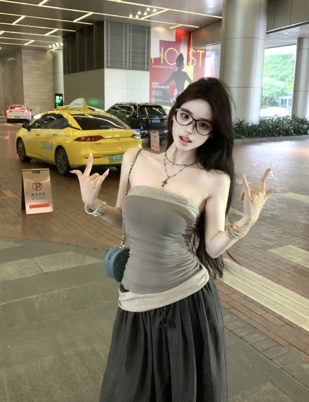 Splice wrapped chest long dress vacation jumpsuit