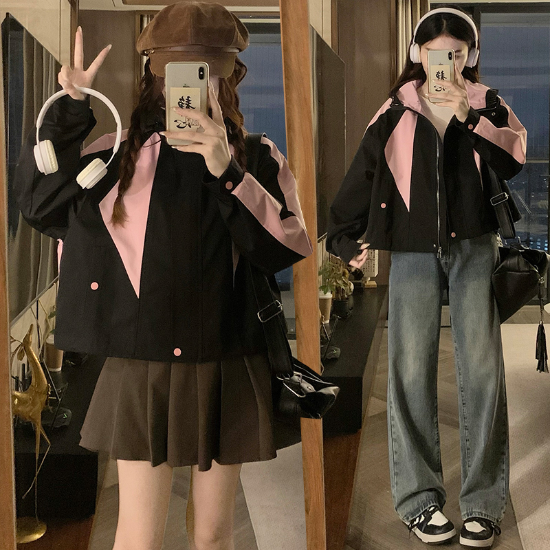 Mixed colors loose jacket splice technical jacket