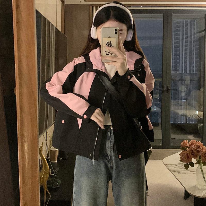 Mixed colors loose jacket splice technical jacket