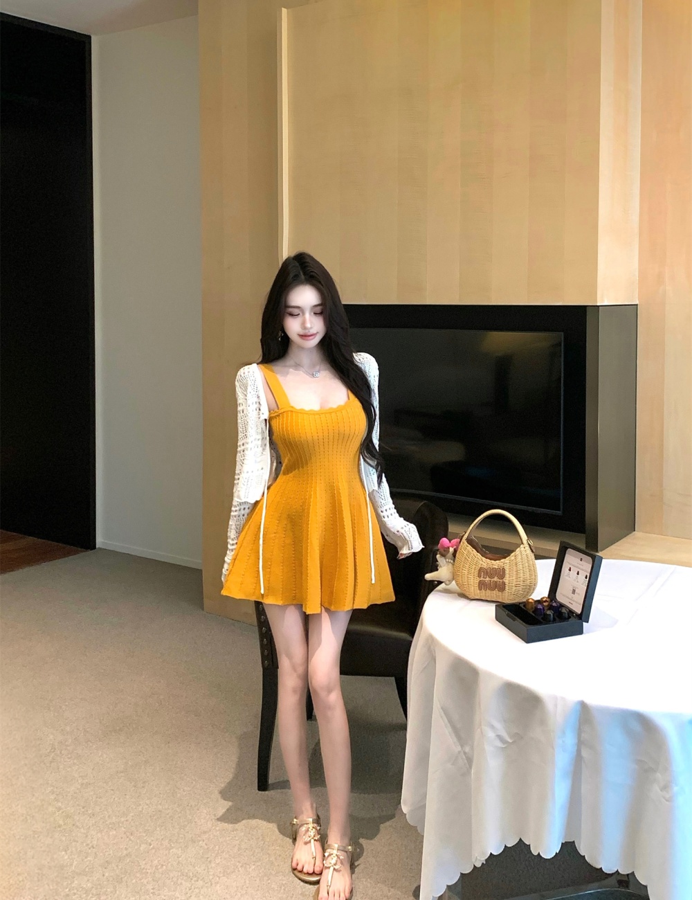 Tender dress summer strap dress a set for women