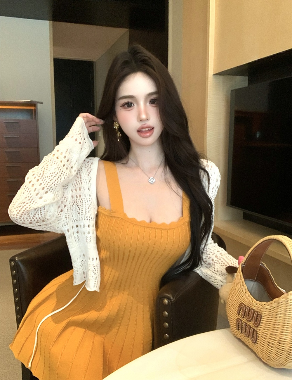 Tender dress summer strap dress a set for women