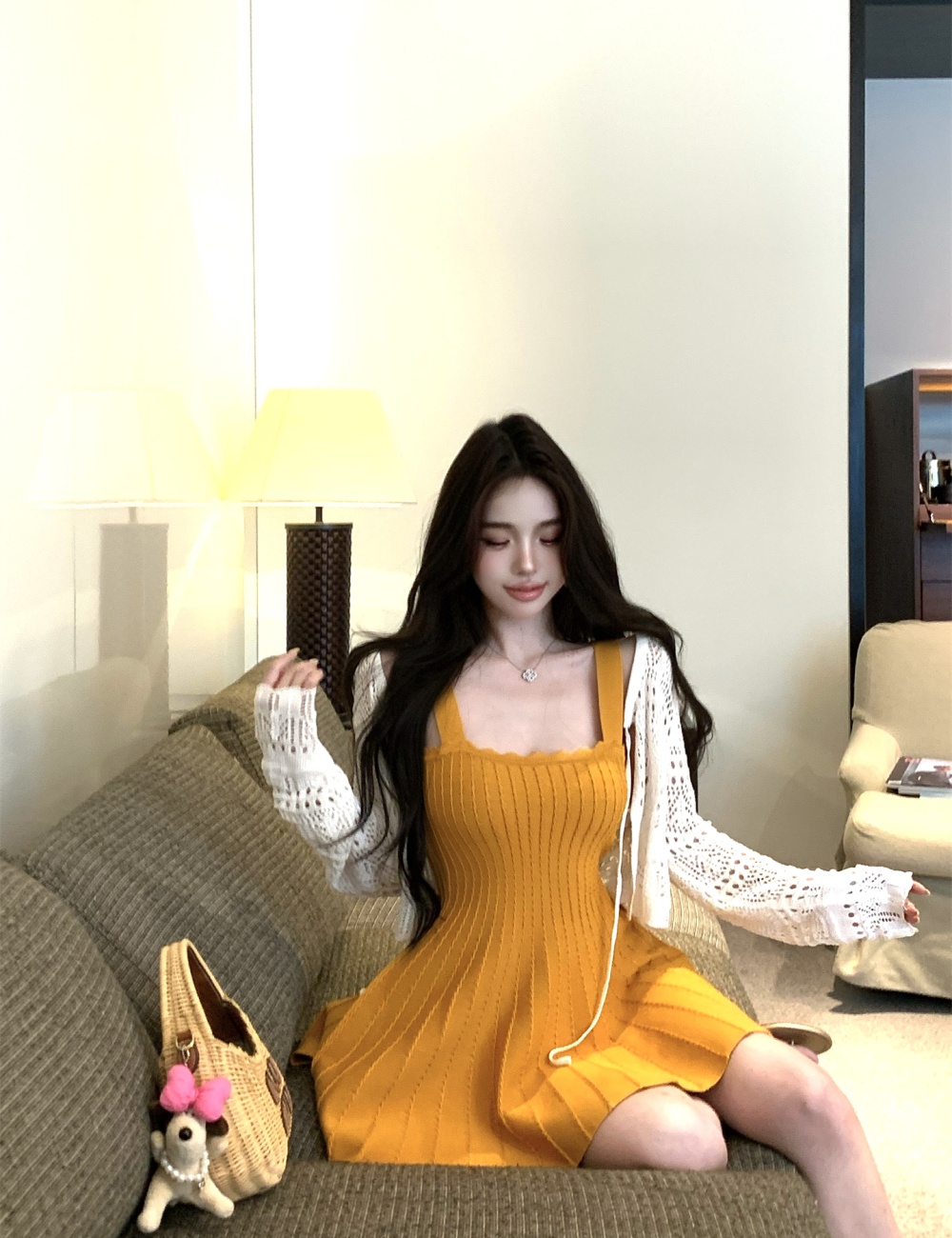 Tender dress summer strap dress a set for women