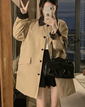 Casual long windbreaker splice work clothing for women