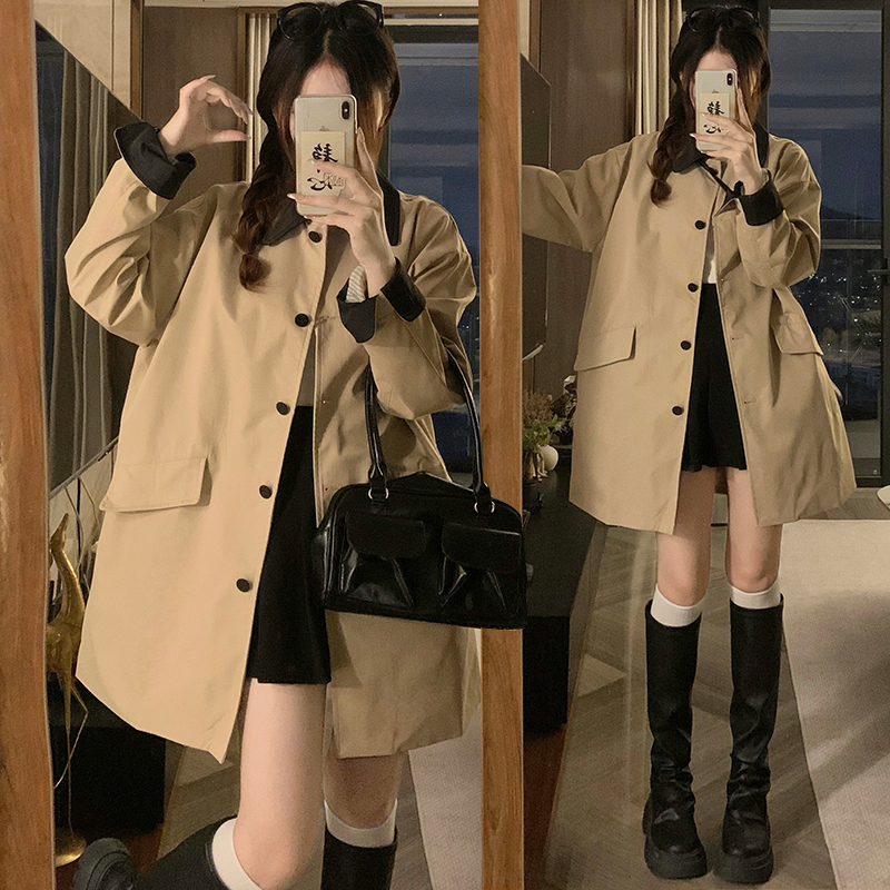 Casual long windbreaker splice work clothing for women