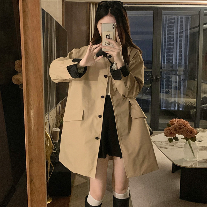 Casual long windbreaker splice work clothing for women