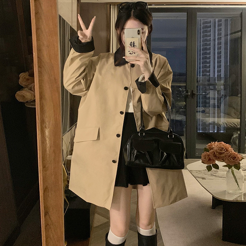 Casual long windbreaker splice work clothing for women