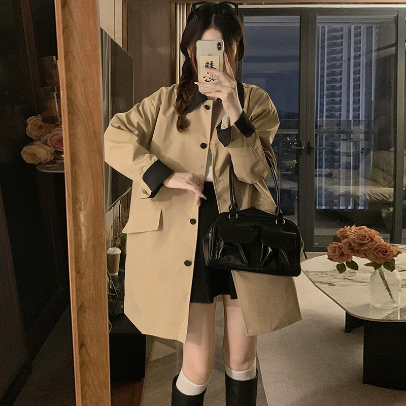 Casual long windbreaker splice work clothing for women