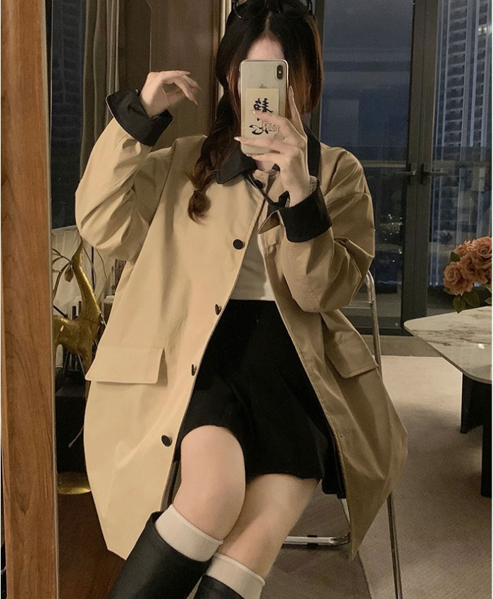 Casual long windbreaker splice work clothing for women