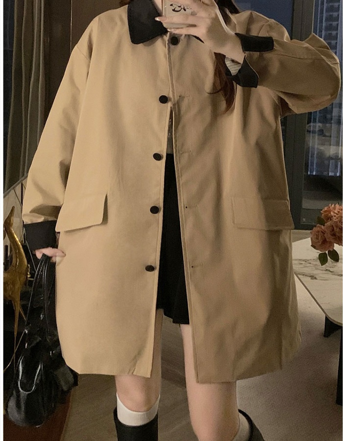Casual long windbreaker splice work clothing for women