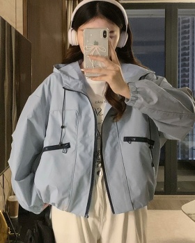 Short blue Casual jacket Korean style hooded tops