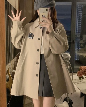 Lovely single-breasted lapel coat loose bow sweet windbreaker