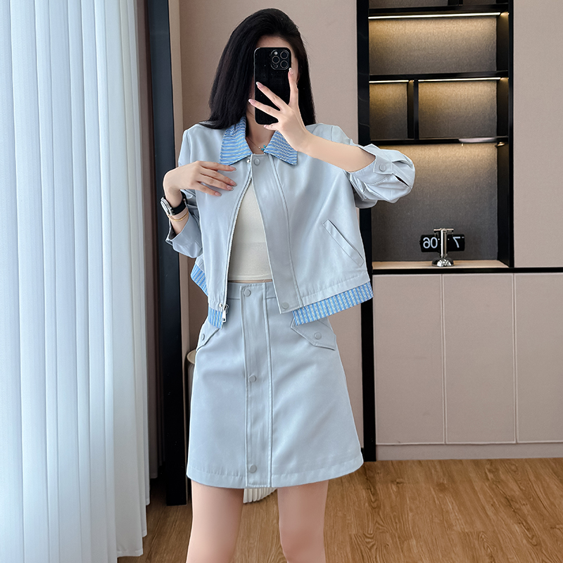 Temperament slim show young skirt 2pcs set