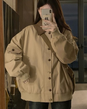 Khaki all-match jacket cotton mixed colors coat
