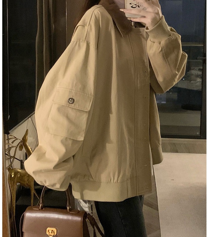 Khaki all-match jacket cotton mixed colors coat