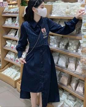 A-line Pseudo-two frenum dress irregular slim shirt