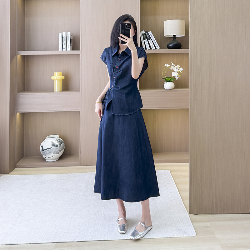 Autumn skirt summer shirt 2pcs set for women
