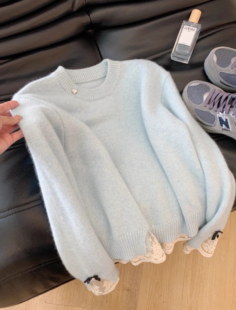 Sweet lace tops Korean style sweater for women