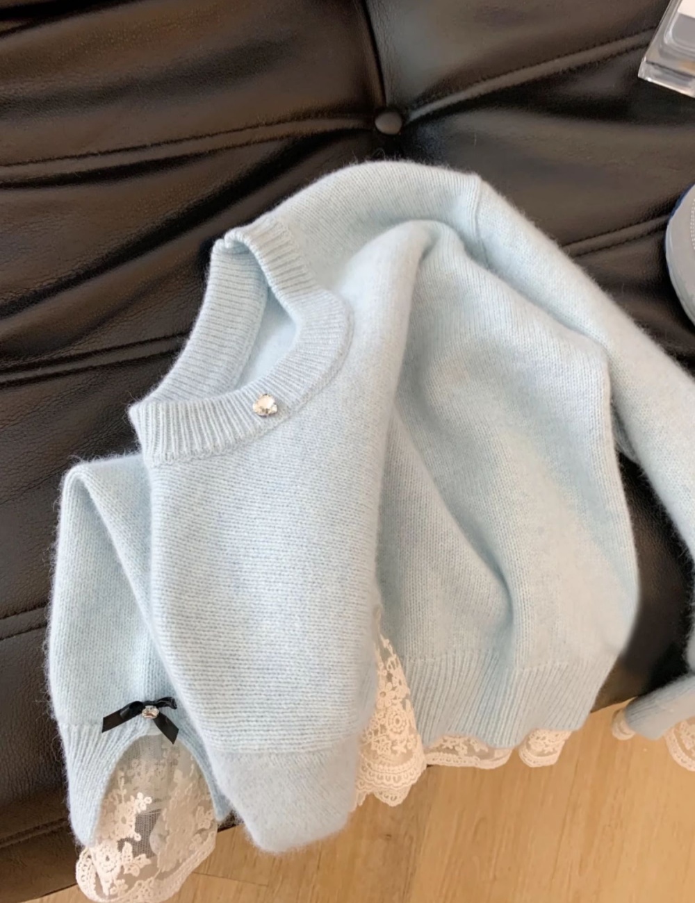 Sweet lace tops Korean style sweater for women