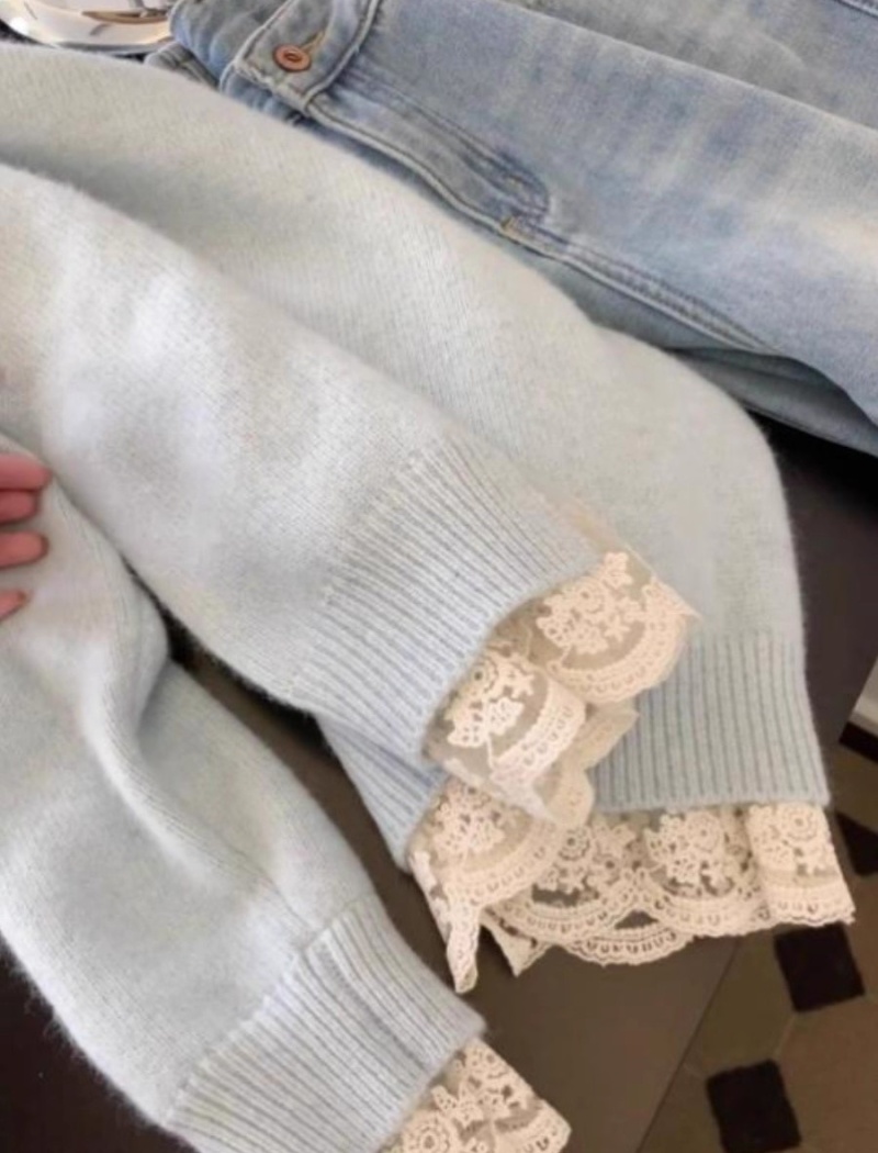 Sweet lace tops Korean style sweater for women