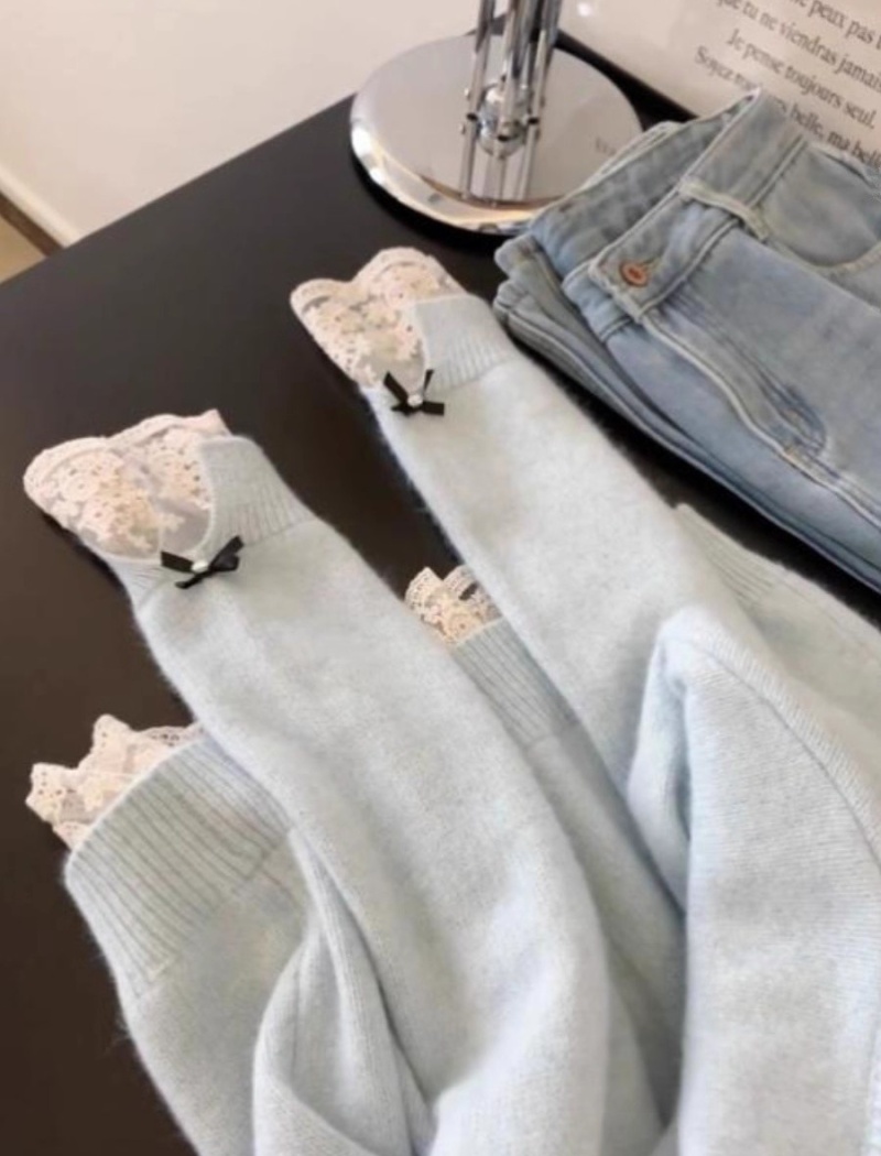 Sweet lace tops Korean style sweater for women