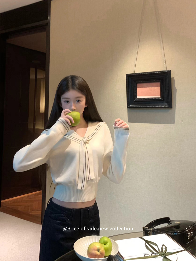 Short tops college style sweater for women