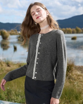 Short lace cardigan all-match round neck tops